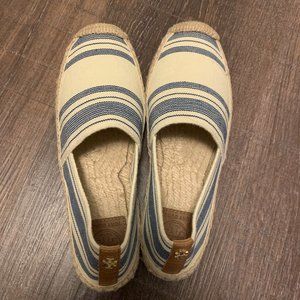 Tory Burch Espadrilles - Blue and Cream Canvas